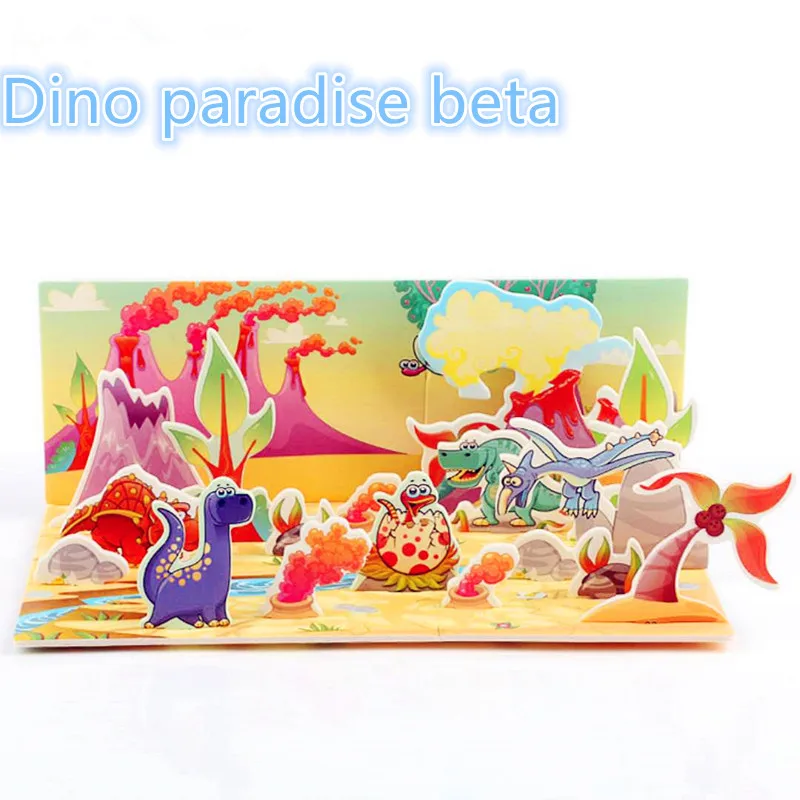 3D головоломка бумажная головоломка помогает разработать бумажные строительные модели игрушки для детей интеллектуальное образование и детская среда - Цвет: Dino Paradise Beta