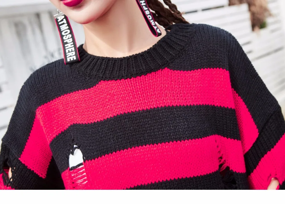 Aolamegs Male Sweatshirt Striped Holes Sweatshirts Pullover Fashion Full Sleeve High Street Streetwear Casual Autumn 2017 Brand (14)