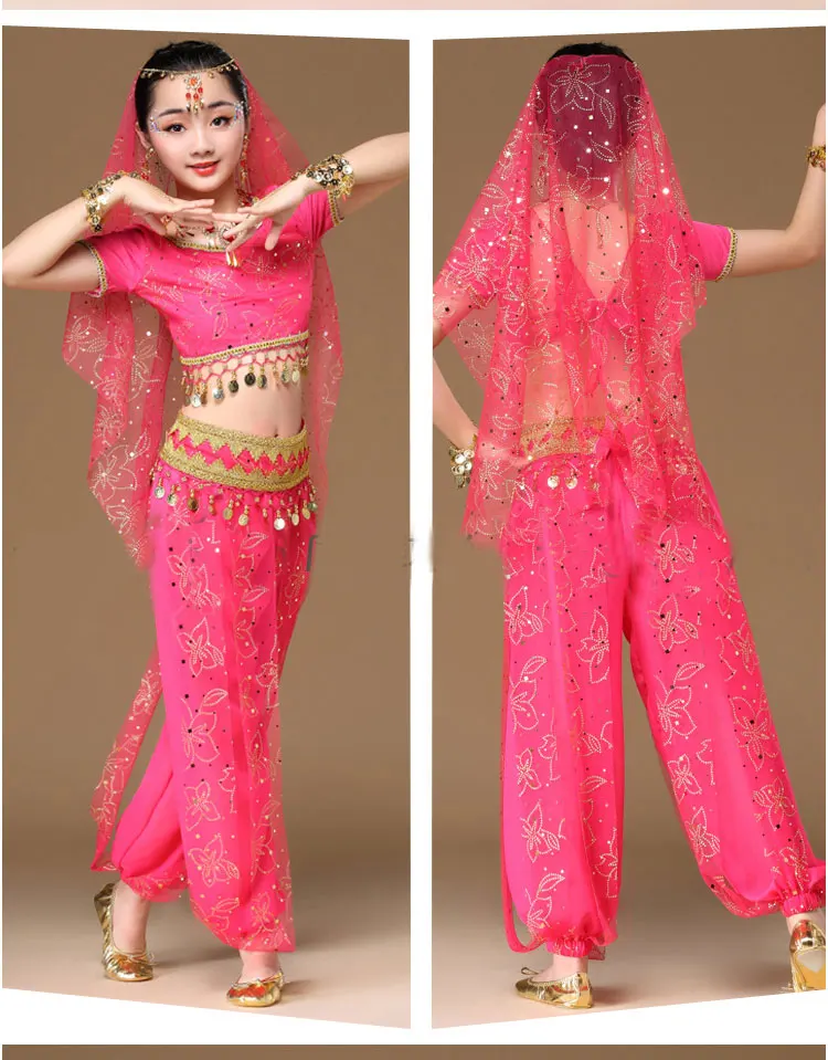 Детский профессиональный этап танец живота костюм для девочки Египет танец живота костюмы для девочек Индии Болливуд танцевальные
