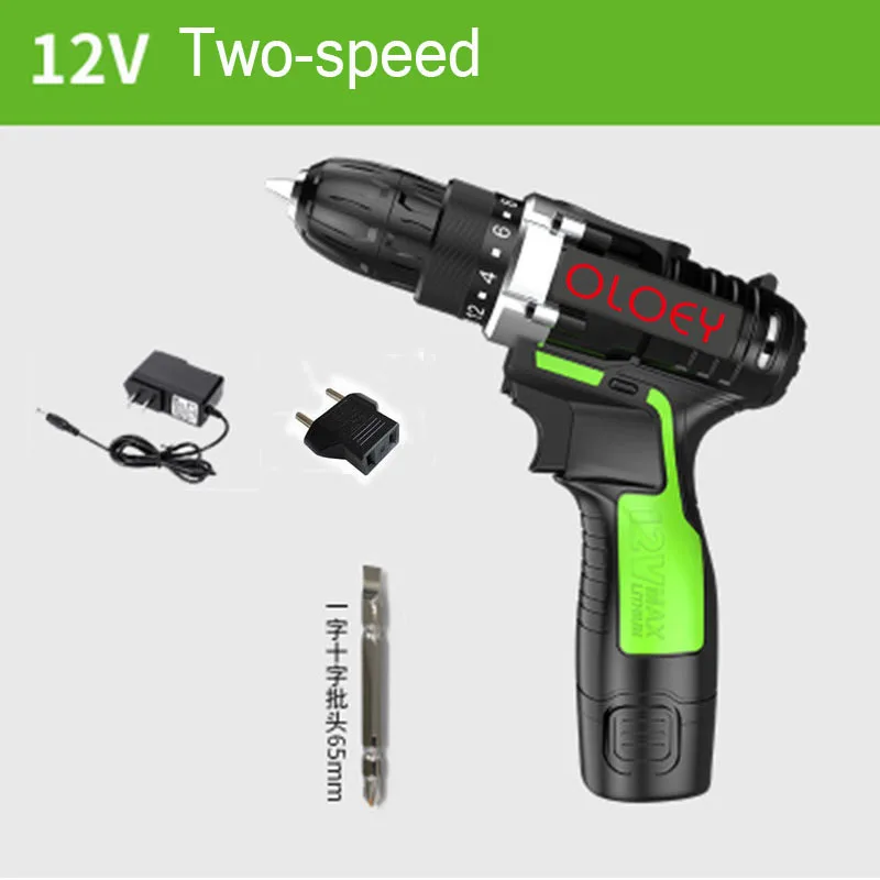 12V a Электрическая отвертка, перезаряжаемая, 12 В, 16,8 в, 25 в, литиевая батарея, беспроводная отвертка, два скоростных электроинструмента - Цвет: 12V a