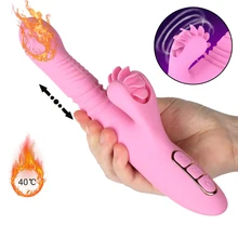 Smart Heating G-Spot Dildo Vibrator Auto Telescopic Tongue Rotating Clitoris Stimulator Vibrator Sex Toys Masturbator for Women