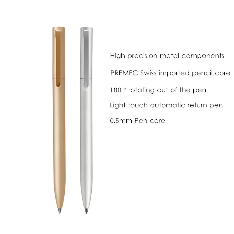 Xiaomi Mijia Серебряный Золотой металлический знак ручка PREMEC Гладкий заправка черный MiKuni Япония черные чернила офисная ручка для студентов