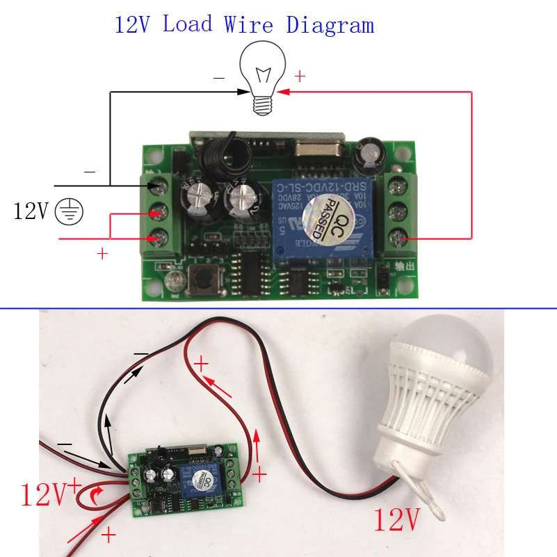 12V 1CH 433MHz Universal Wireless Switch Remote Control Switch RF Relay Receiver Module Learn Code 433MHz315MHz-2