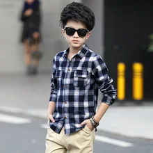 Рубашки для мальчиков клетчатая рубашка Лидер продаж, одежда для мальчиков For5-16 лет, рубашка для детей, хлопковая детская одежда