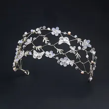 Мода золото бабочка свадебные аксессуары для волос белый цветочный свадебный волос Тиара подарок для невесты ручной работы Корона ободки