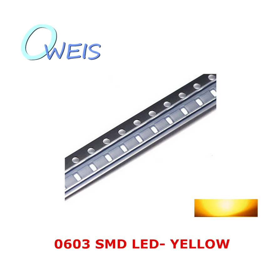 50 шт. 0603 Желтый SMD LED 1608 1.6*0.8 мм светодиод 0603 желтый свет бусы лампы Бесплатная доставка