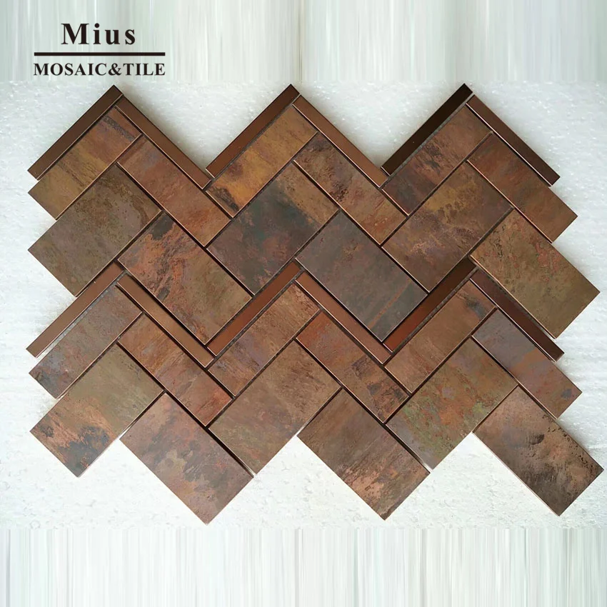 Copper metal tile mosaic design