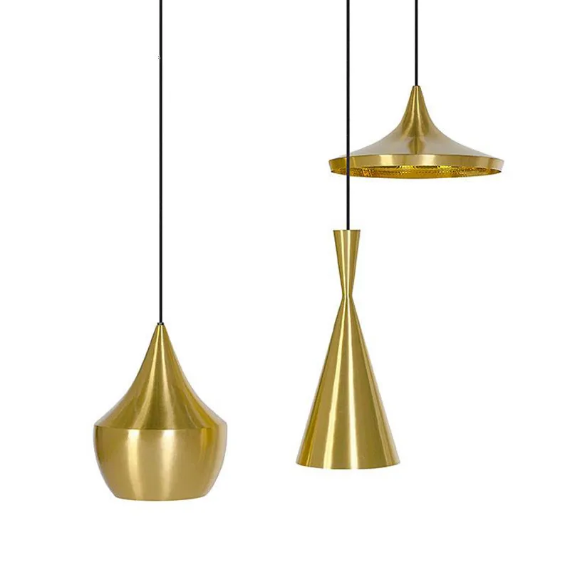  Golden Aluminum Pendant Lights Indoor Lighting Shade Luminaire suspendu Restaurant Livingroom Coffe - 32873668297