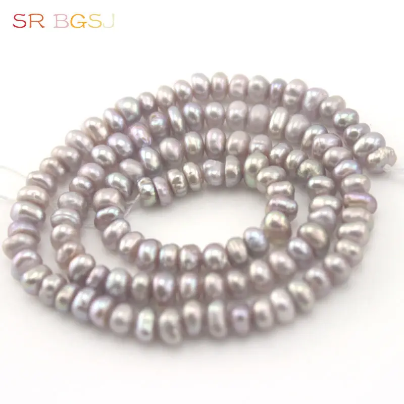 

Free Shipping 4-5mm More Colors Rondelle Freshwater Pearl Gems Stone Jewelry diy Loose Beads Strand 15"