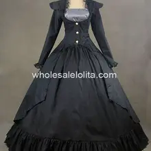 Черное готическое викторианское хлопковое Атласное Бальное Платье