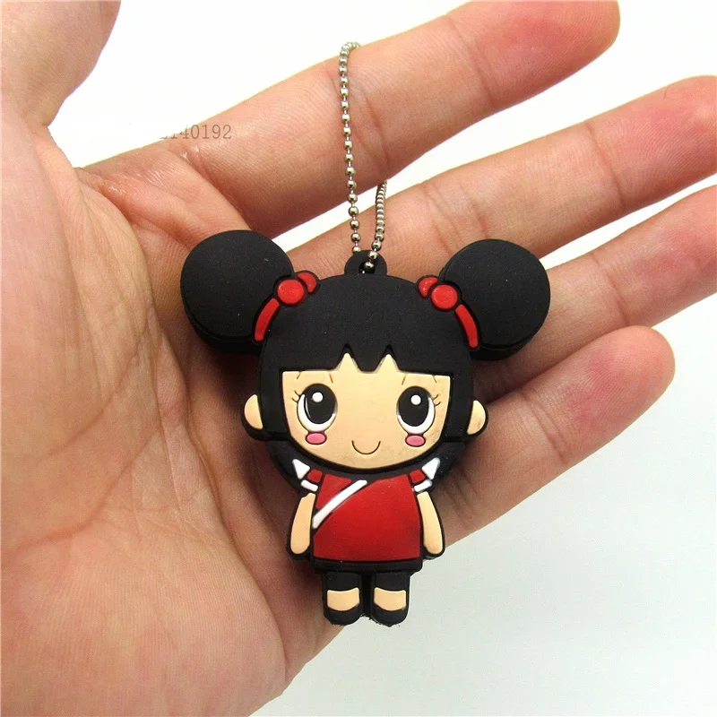 cute Kawaii girl model USB Flash Drive Memory u Stick Pen Drive Card pendrive with keychain 32GB