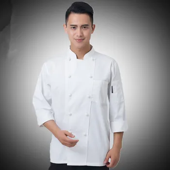

Hot Sale New Arrival Pure White Chef Jackets Hotel Chef Clothes Food Service Workwear Restaurant Kitchen Chef Overalls Clothing