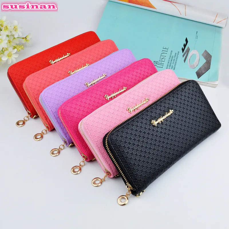 

Long zipper women wallet high quality print Ladies purse business card holder High capacity black phone Wallets Femme carteira
