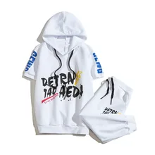 Мужские спортивные комплекты, футболки с капюшоном+ шорты, новые летние мужские повседневные футболки с коротким рукавом+ короткие штаны, мужские комплекты с капюшоном