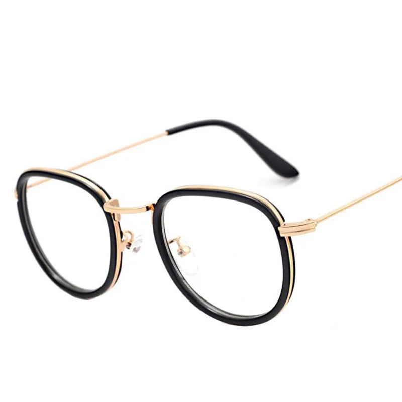 Дизайн, женские очки, оптически металлическая оправа, Леопардовый принт, прозрачные линзы, стеклянные очки, Золотые Квадратные очки для мужчин, UV400 - Цвет оправы: bright black