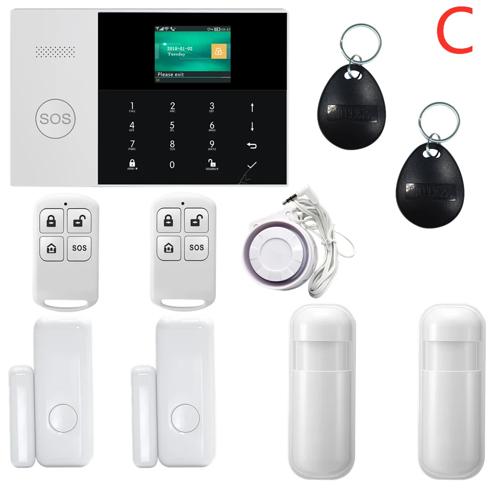 ring alarm wireless keypad 433MHZ IOS Android APP Remote Control LCD Touch Keyboard Wireless WIFI SIM GSM RFID Home Burglar Security Alarm System Sensor sos panic button Alarms & Sensors