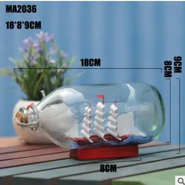 Домашний декор Средиземноморский стиль мини корабль лодка дрейф бутылка амулет стеклянная бутылка маленький деревянный стеклянный флакон с пробкой подарок на день Святого Валентина - Цвет: 2036