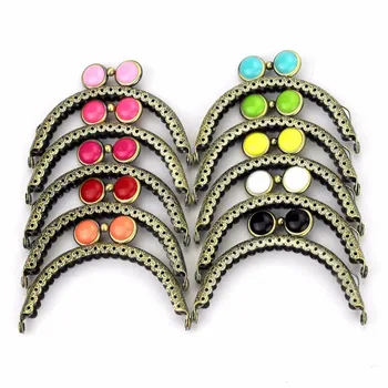 

20 pcs/lot 8.5 cm semicircle antique bronze lace flat bead metal purse frame Kiss clasp bag accessories 10 colors