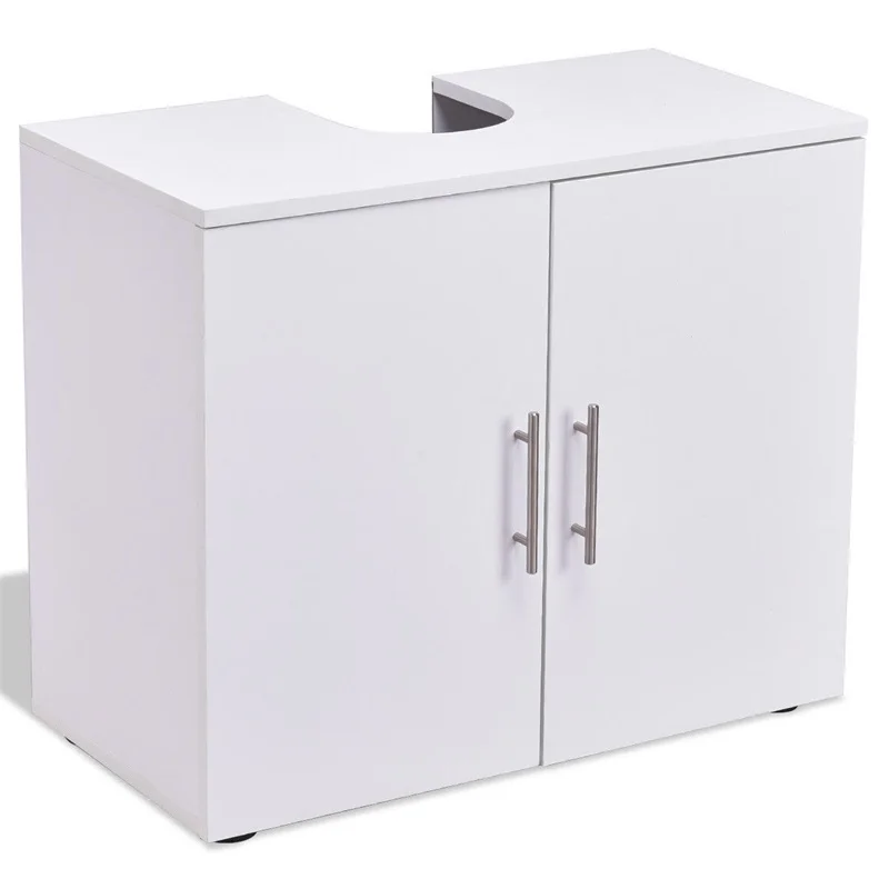 

High Quality PB Board Non Pedestal Under Sink Bathroom Storage Vanity Frosted Surface Glossy Style 2 Interior Shelves HW56375