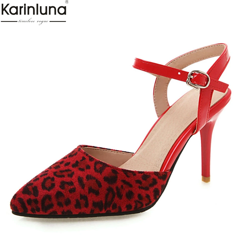 

KarinLuna Women Shoes High Heels Buckle Strap Shoes Woman Party Casual Leopard Summer Sandals Large Size 30-48