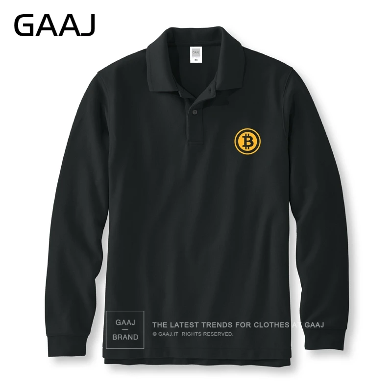 GAAJ Биткоин рубашки поло для мужчин и женщин унисекс бренд-одежда Высокое качество Мужская толстовка поло мужской бизнес& C# G643W - Цвет: Long Black