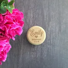 Индивидуальный свадебный подарок для детей цветок девушка свадебное Подарочное кольцо коробка Круглый Заказ Деревянные ювелирные украшения для невесты коробка