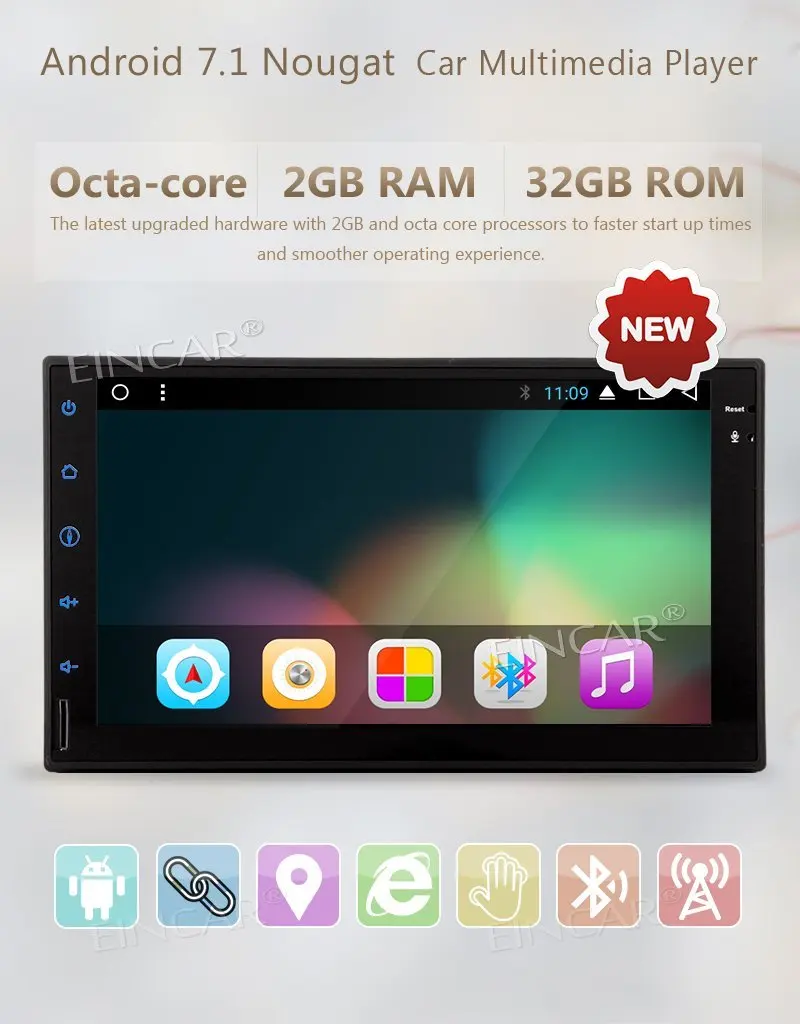 Sale Capacitive 7 inch Android 7.1 car audio 8-core touch screen no DVD player, support GPS navigation USB SD WiFi wireless Bluetooth 1