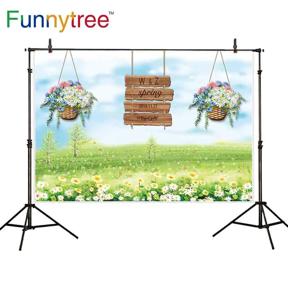 Фотофон Funnytree с изображением цветов и деревянной рамки весенний фон для дня