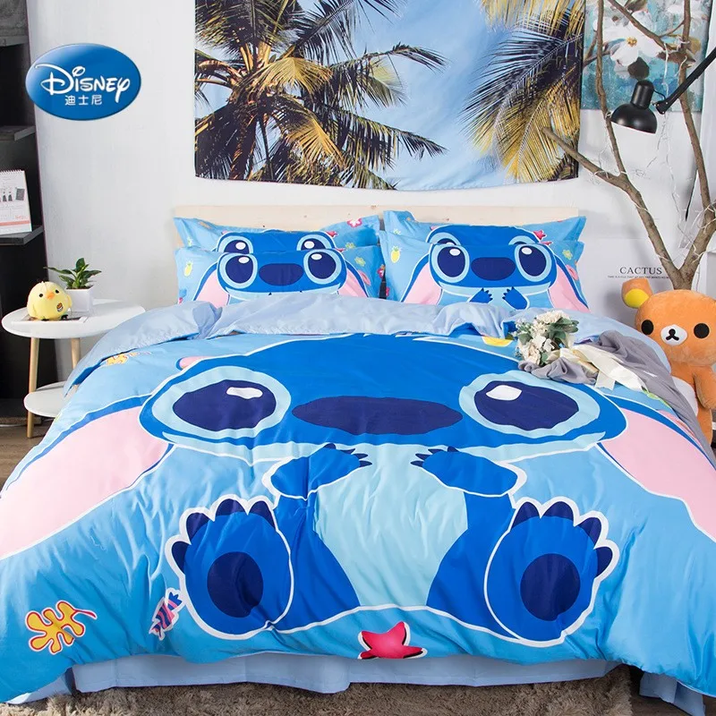 Us 45 79 33 Off Disney Lilo And Stitch Bedding Set Quilt Cover Blue Comforter Cover 3d Boy Room Decor Bed Clothes King Bed Cover Pillow Cases In