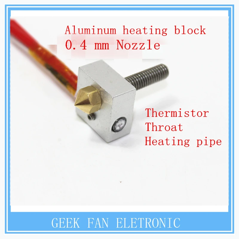 Free Shipping 3D printer MK8 Extruder hot end kit 0.4mm nozzle heating MK8 Extruder hot end DIY Accessories KIT025