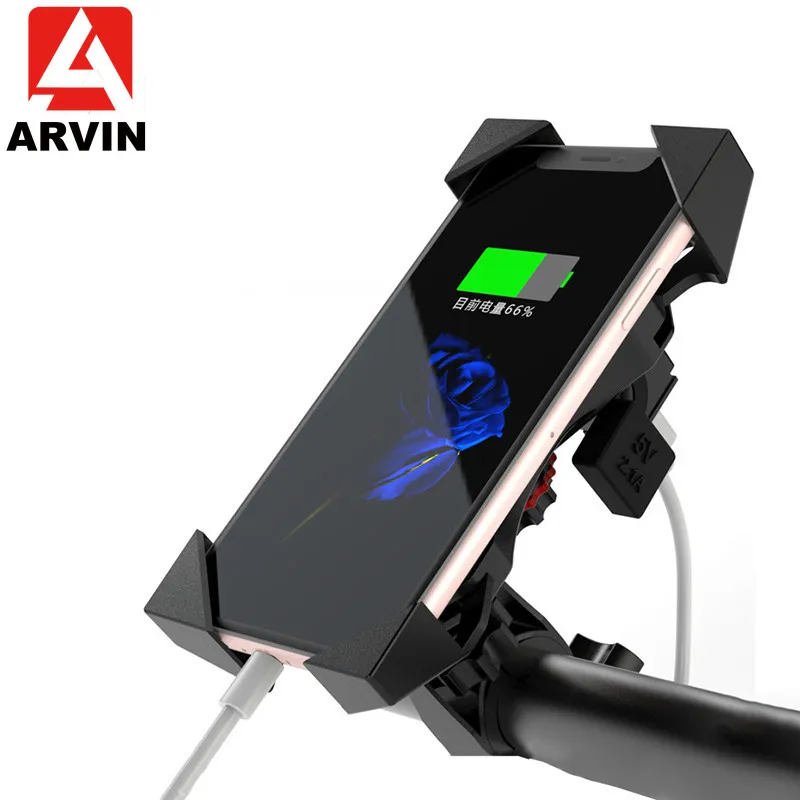 ARVIN Motorcycle Phone Fast Charging Holder For iPhone X 8P Moto USB Charger Stand Auto Lock