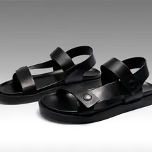 Летние кожаные сандалии с пряжкой в британском стиле; модные мужские сандалии в римском стиле; удобная повседневная мужская пляжная обувь на толстой подошве