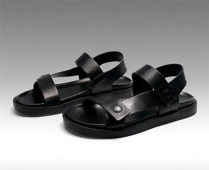 Summer British buckle strap leather sandals men Roman fashion sandals comfort thick bottom