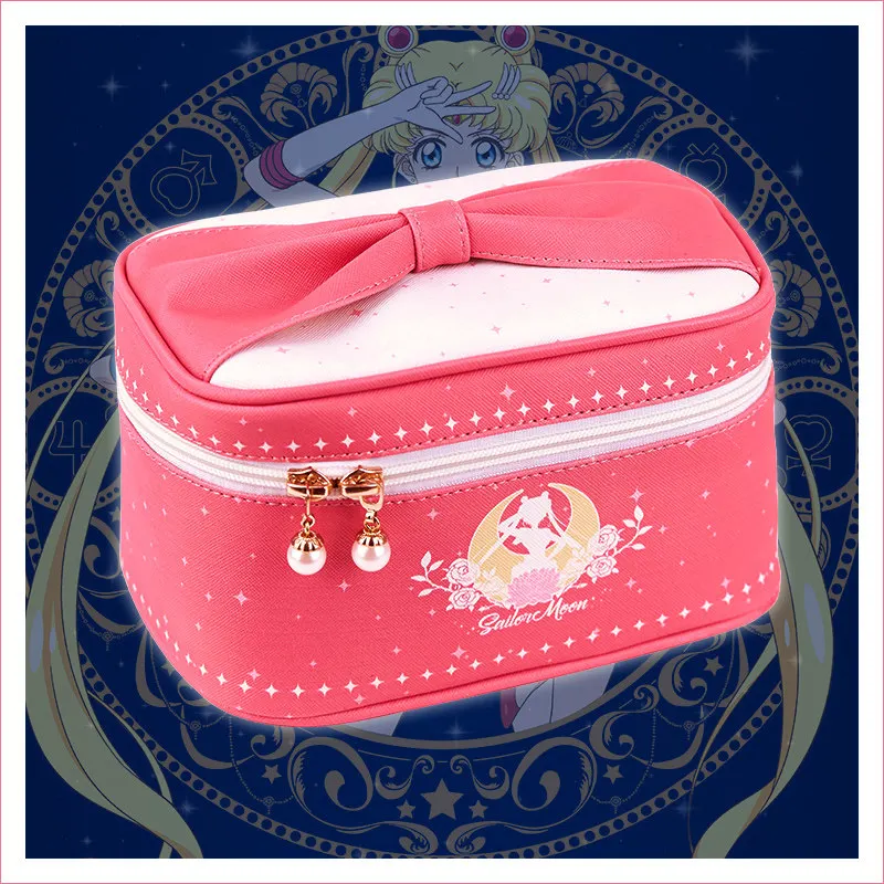  Anime Sailor Moon Tsukino Usagi Cosplay Make Up Cosmetic Bag Portable Zipper Wash Bag PU Box Storag