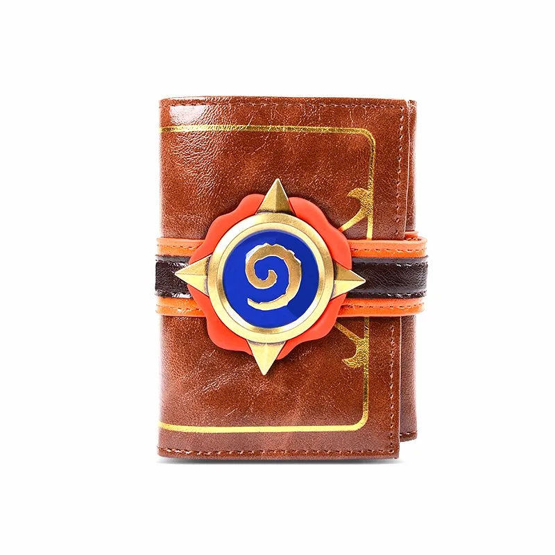 

Man short wallet personality game enthusiast Hearthstone 3D Logo Folded Wallet Hearth Of The Stone Wallet Brown
