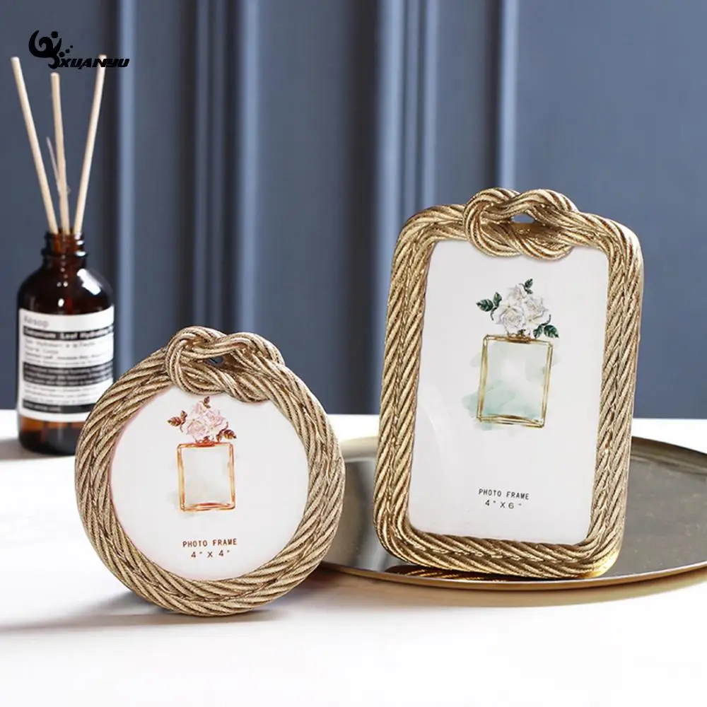 Creative Photo Frame Picture Frame Cord Edge Gold Color Bedside Table