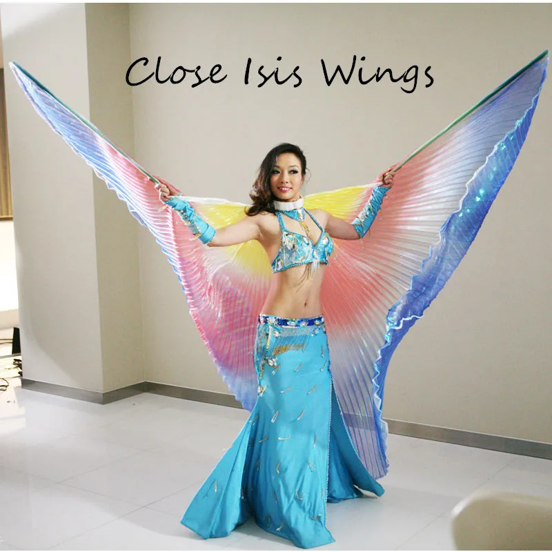 Girl Women's Egyptian Egypt New Belly Dance Costume Colorful Isis Wings No Stick Angel Wings Cheap - Цвет: Close Isis Wings