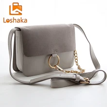 Mode Petite Chaîne Femmes Messenger Sac Automne et D’hiver En Suède Nouvelle PU En Cuir Femelle Sac En Métal Cercle Sac À Rabat