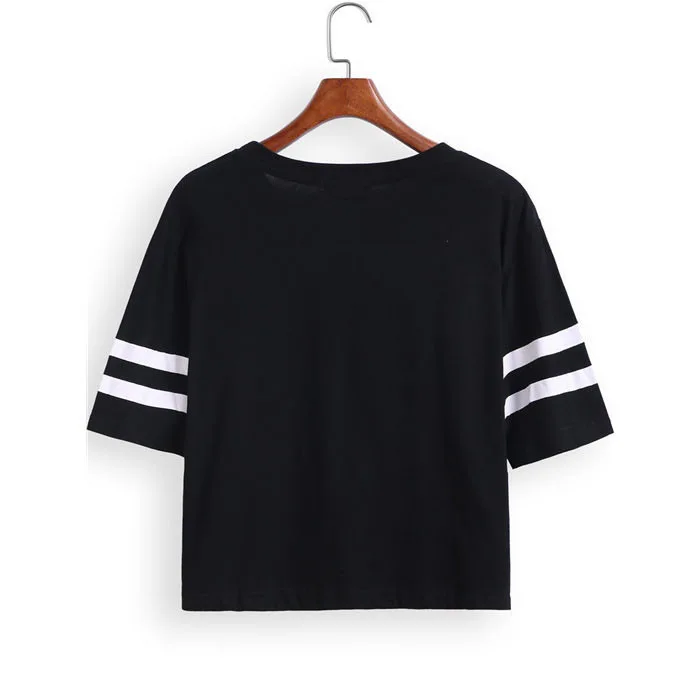 

Womens 2019 Casual Letter O-NeckT-shirt Fashion Sweet Print Loose Short Preppy Style