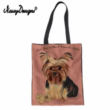 NoisyDesigns, женская сумка для покупок, Женская Складная сумка, йоркширский принт, сумки через плечо, пляжная сумка, модные дорожные сумки для девочек