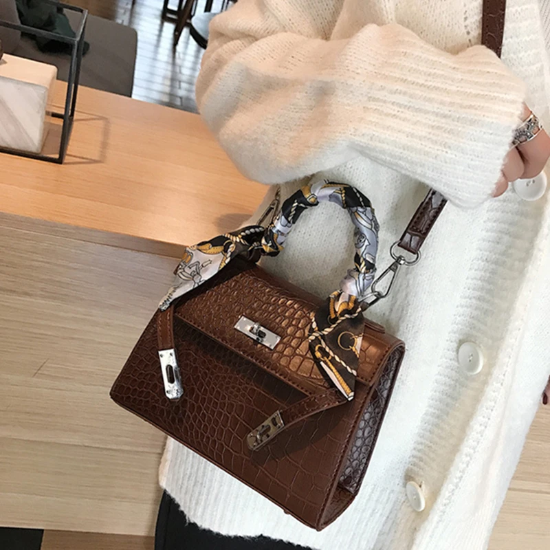 

cool Bag New Crocodile Grain Fashion Pattern Buckle Square Shoulder Bag Across Wild Lady Crocodile Grain Handbag Crossbody HOT