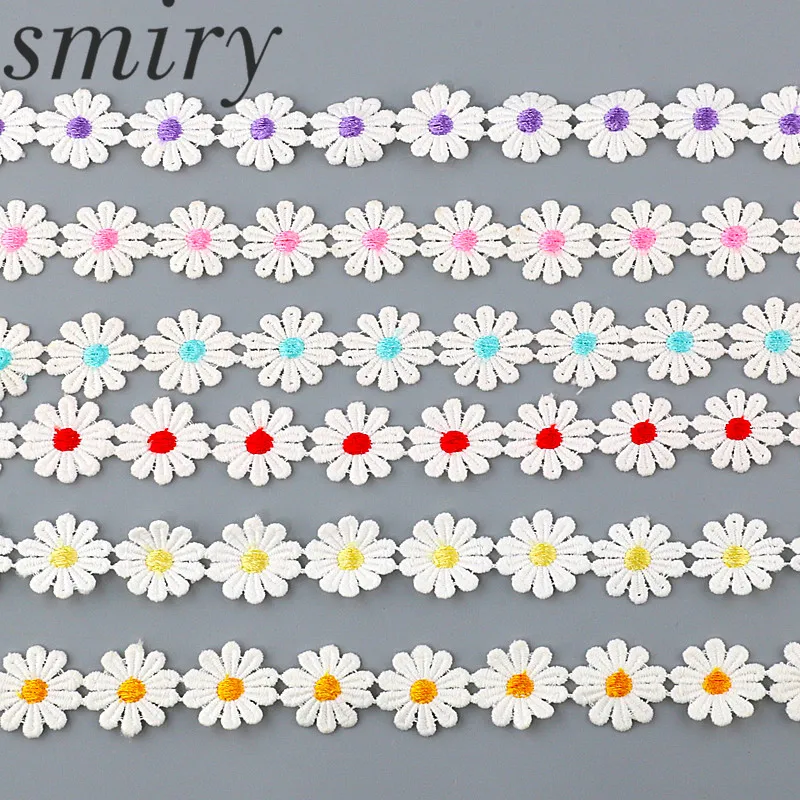 

2 Yards Width 2.5 cm Polyester Small Daisy Lace Trim Lace Wedding Decration Handmade Accessories DIY Crafts 6 Colors for Choose