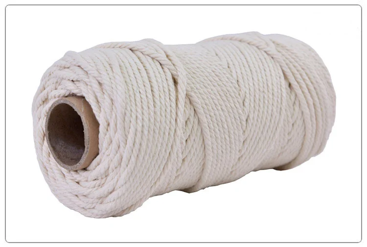 Beige 4 мм x 100 м хлопок, цветной шнур, бежевая скрученная веревка для рукоделия макраме, свадебные домашние текстильные украшения, поставка - Цвет: Beige