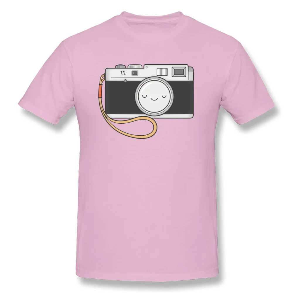 High Quality Men T Shirt Camera Fitness Tight T-shirts Pure Cotton Short Sleeve Normal Tshirts O Neck Wholesale Camera pink