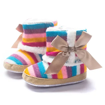 

Lovely Rainbow Baby Girl Boots Soft Worm Infants Winter Snow Boot Toddler Shoes