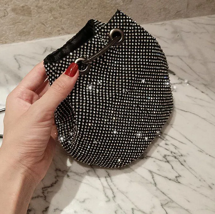 Роскошная сумка на плечо с бриллиантами, вечерние сумки через плечо, свадебная сумка, модная блестящая сумка-мессенджер, черный и серебристый мини-кошелек
