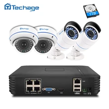 Techage Plug And Play 4CH 1080P POE NVR CCTV System 2.0MP Dome Indoor Outdoor IP Camera P2P IR FULL HD Security Surveillance Kit