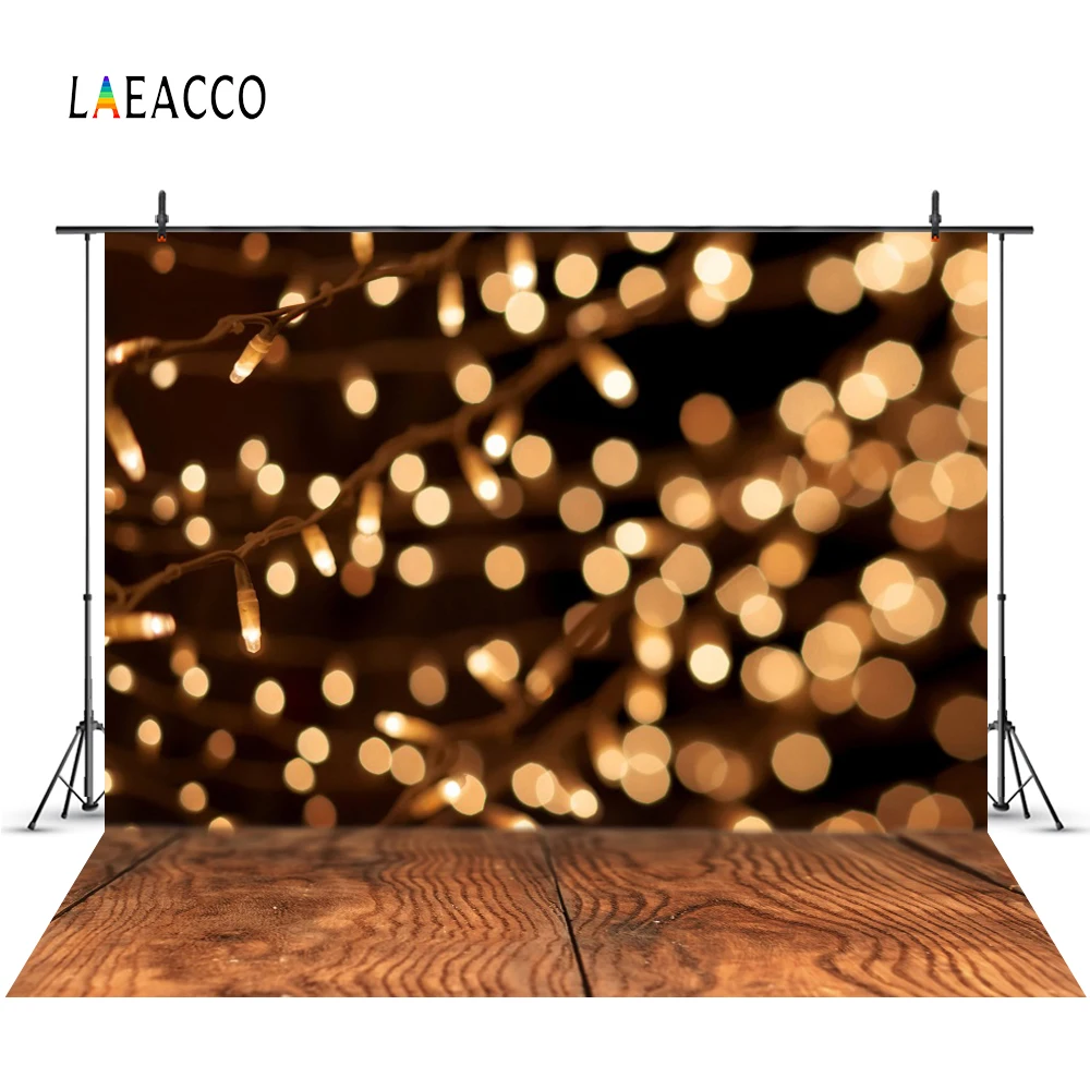 

Laeacco Glitter Polka Dot Light Bokeh Wooden Floor Baby Pet Portrait Photography Backdrops Backgrounds Photocall Photo Studio
