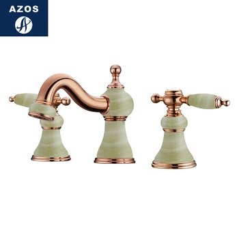

Azos Split FaucetSoft Basin Brass Jade Rose Gold Cold and Hot Switch Bathroom Bathing Shower Room Double Handle Three Holes Rou