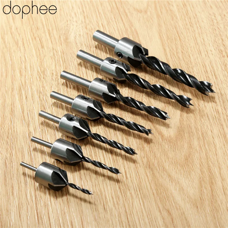 dophee 3/4/5/6MM Woodworking Tools Wood Drill Bits HSS Flute Countersink Drill Bit Reamer Chamfer Tool Drill Accessory Carbon dophee 3/4/5/6MM Woodworking Tools Wood Drill Bits HSS Flute Countersink Drill Bit Reamer Chamfer Tool Drill Accessory Carbon